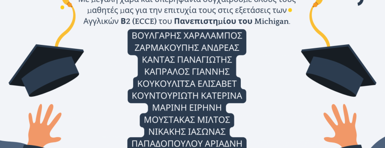 Σχολή Χατζήβεη - Αποτελέσματα στις εξετάσεις ECCE – Lower B2 - 22/9/2026